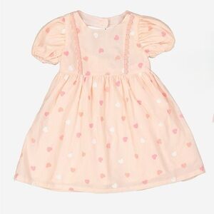 Cynthia Rowley Peach Heart Print Puff Sleeve Dress